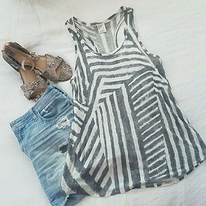 ELLA MOSS linen racerback tank, L